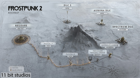 Frostpunk 2, the game's updated roadmap.