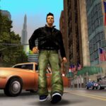 A character walking down the NYC streets in GTA 3