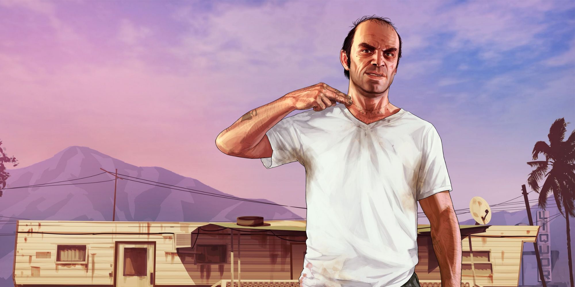 Key art for GTA 5 showing Trevor Phillips.