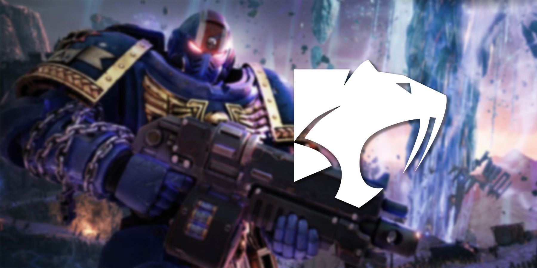 saber interactive logo over blurred space marine 2