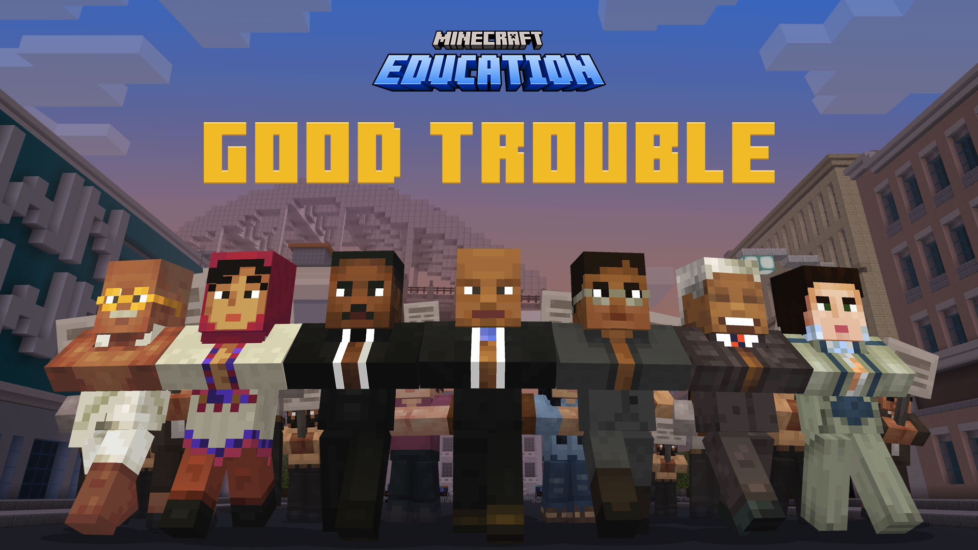 An image of Minecraft Good Trouble key art.