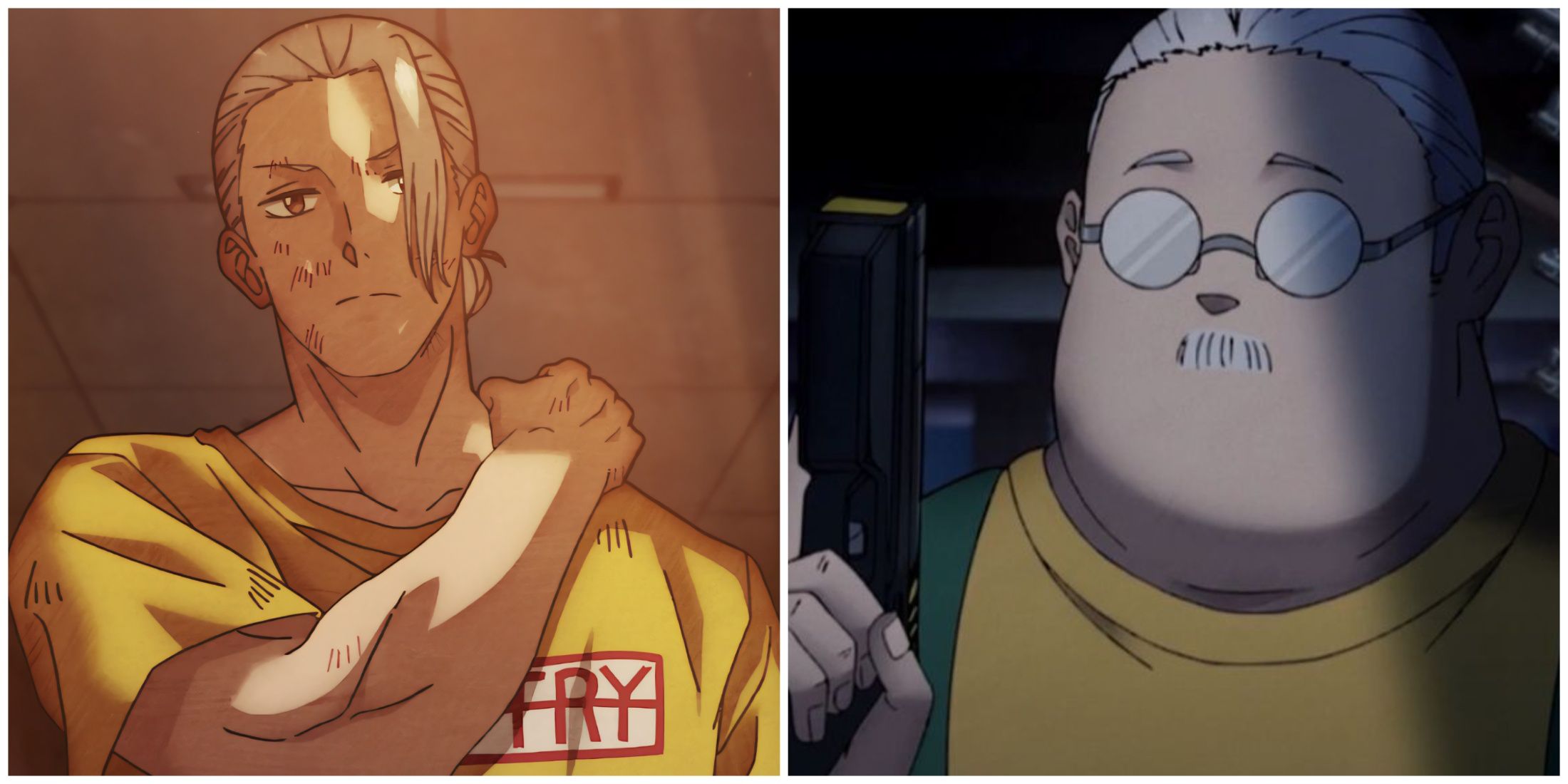 Split image of skinny Sakamoto and chubby Sakamoto in Sakamoto Days