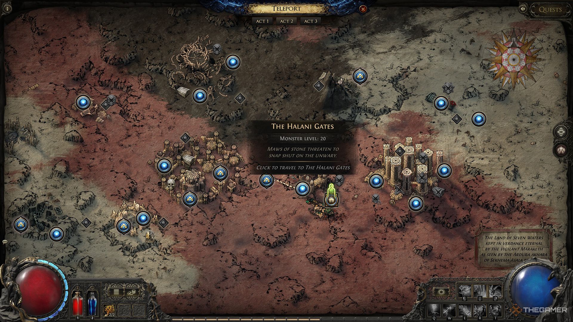 The Halani Gates location on the map in Path of Exile 2.