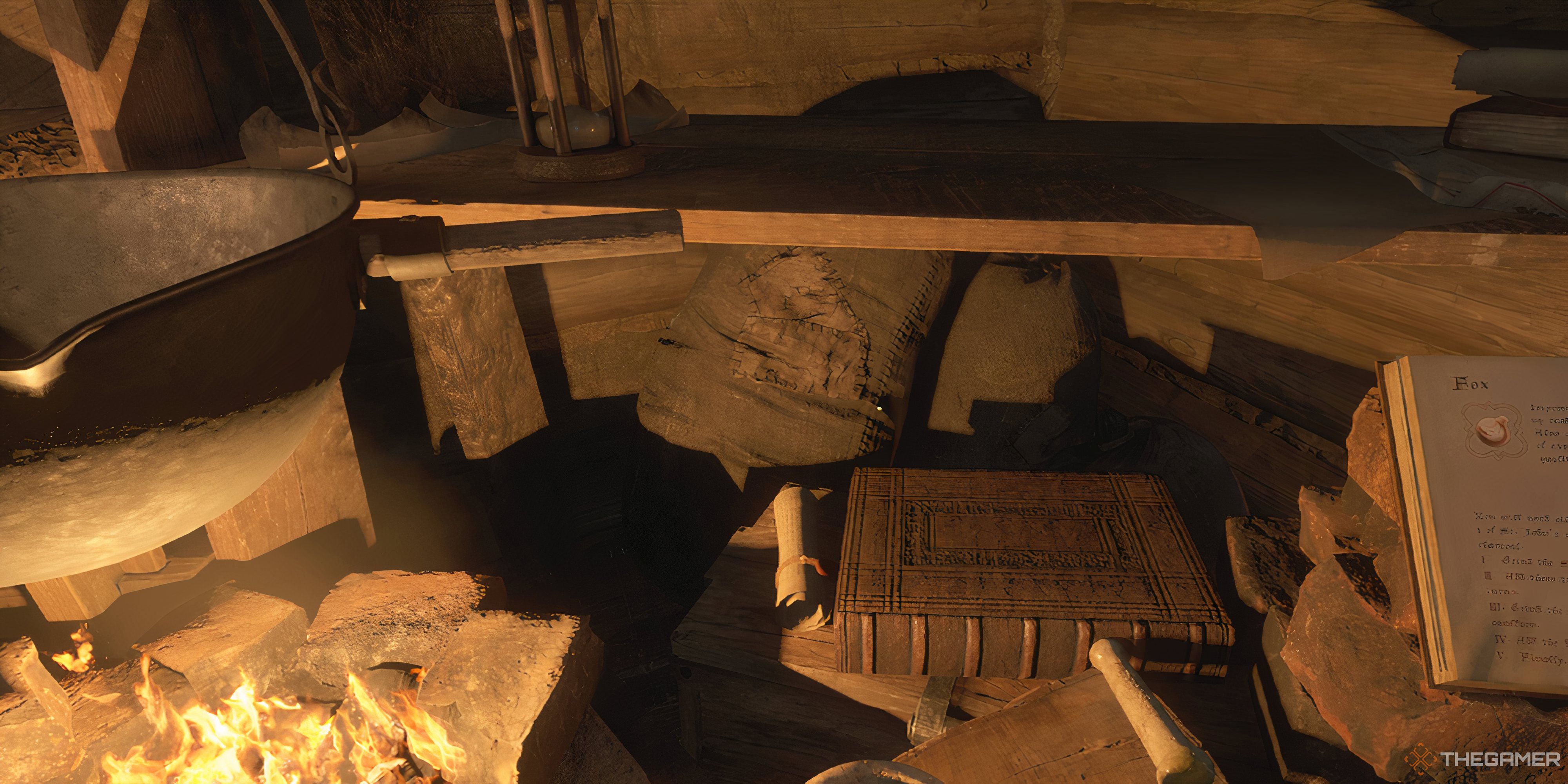 Alchemy bench and a book in Kingdom Come: Deliverance 2.