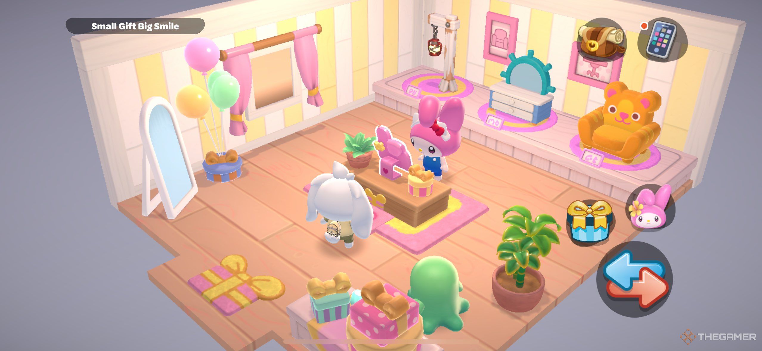 A player facing My Melody in Hello Kitty Island Adventure.