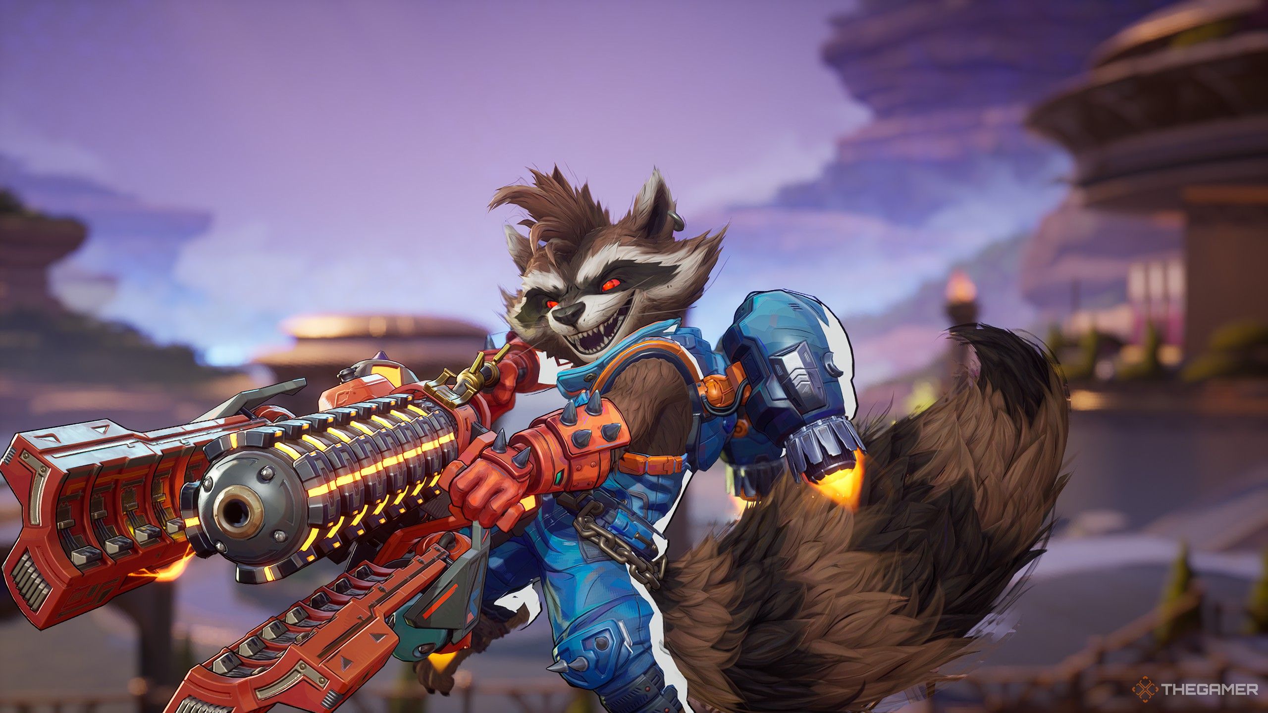 Rocket Raccoon in the character select screen in Marvel Rivals