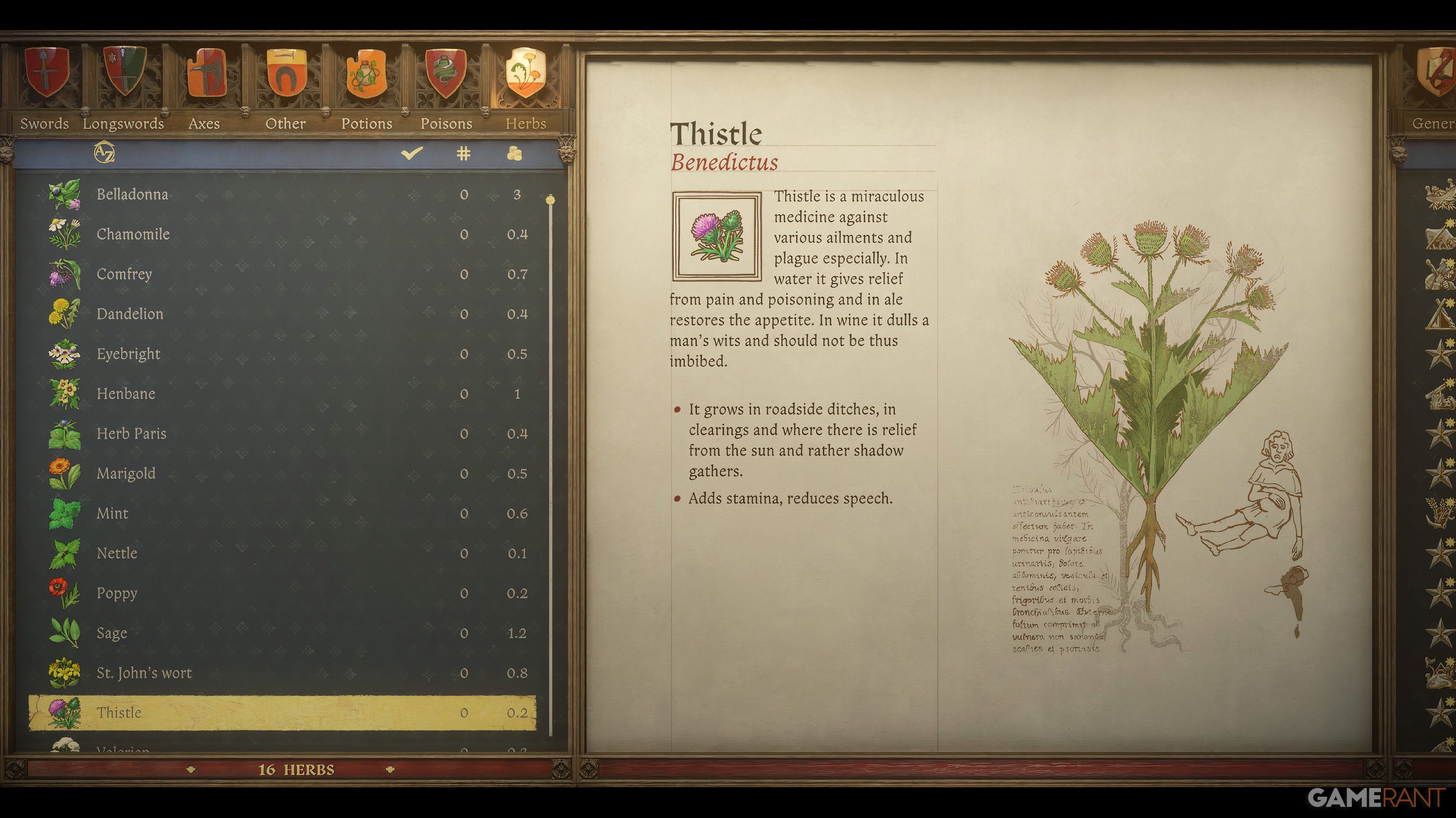 What Is Use For Thistle In Kingdom Come Deliverance 2