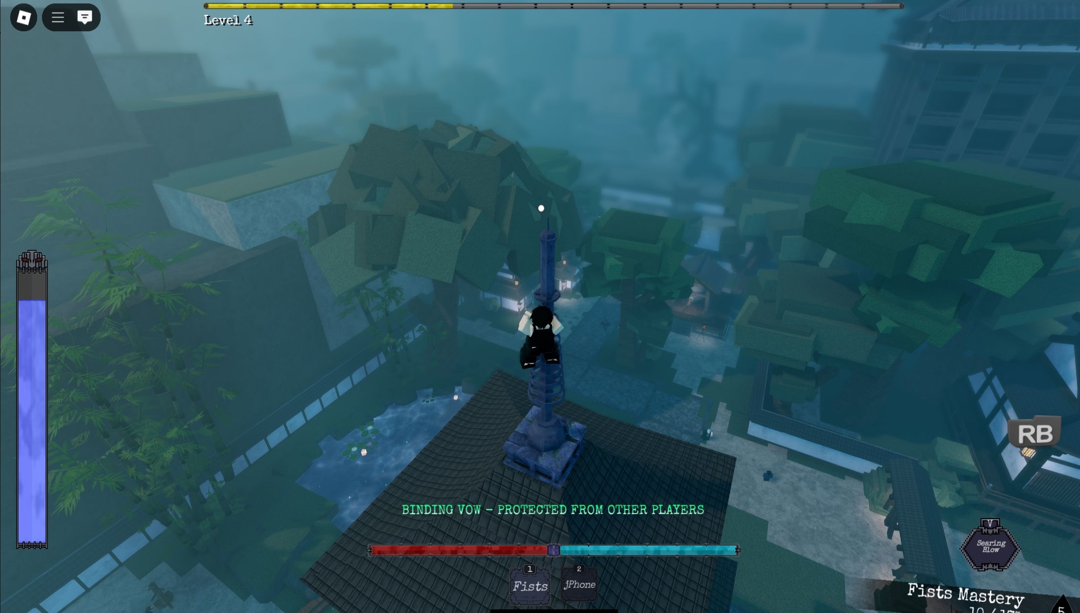 Player standing at the top of the building - Roblox Jujutsu Odyssey