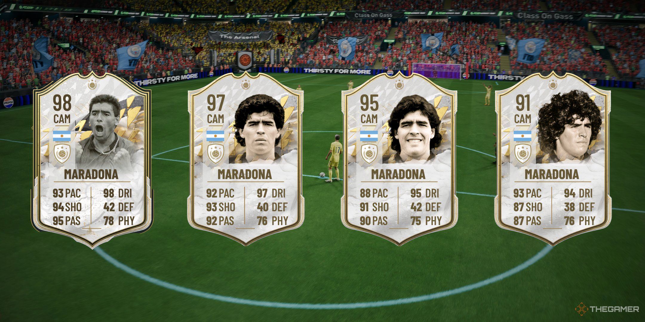 A screenshot of Maradona platyer cards from Fifa 22. 