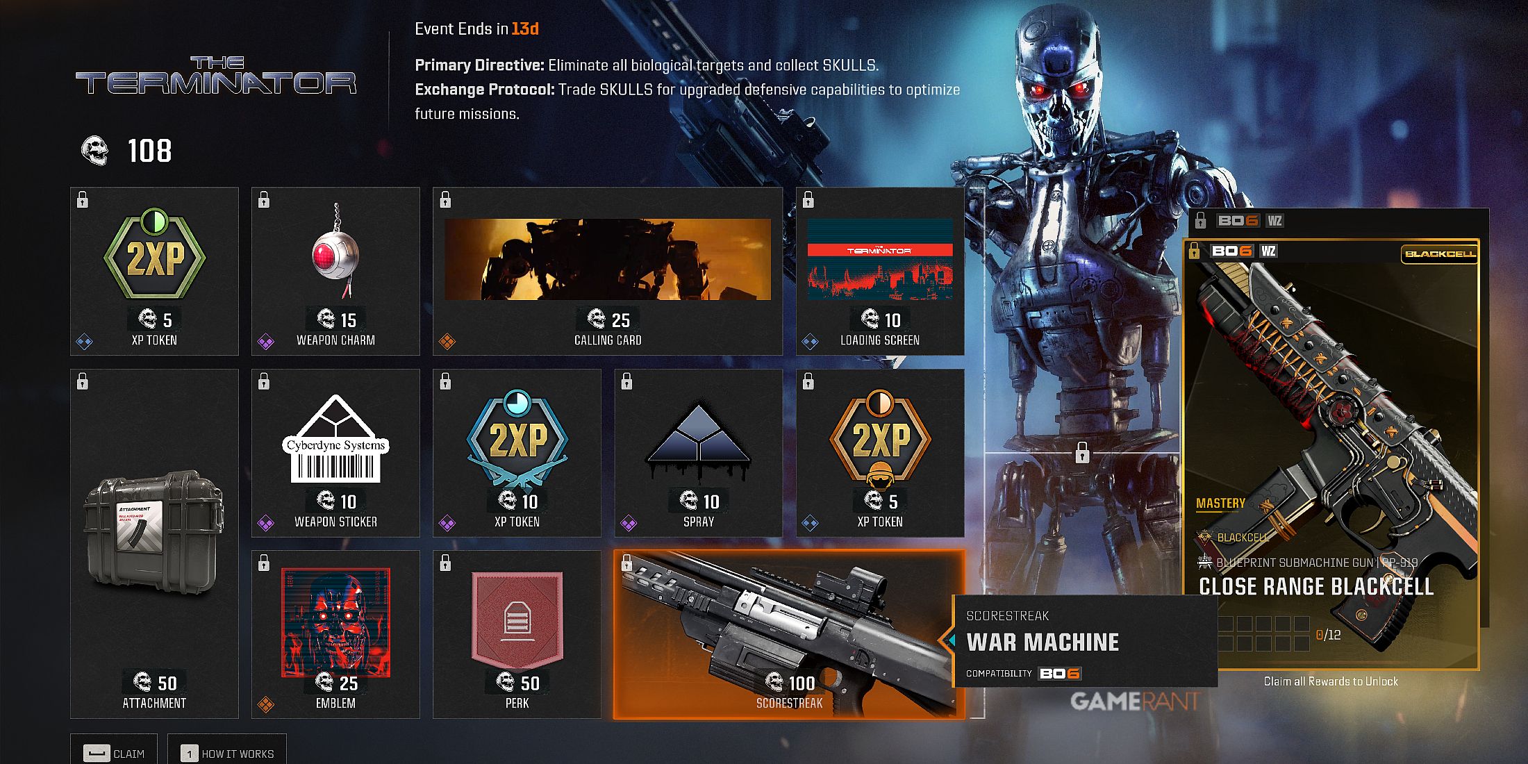 all rewards in The Terminator Event for Black Ops 6