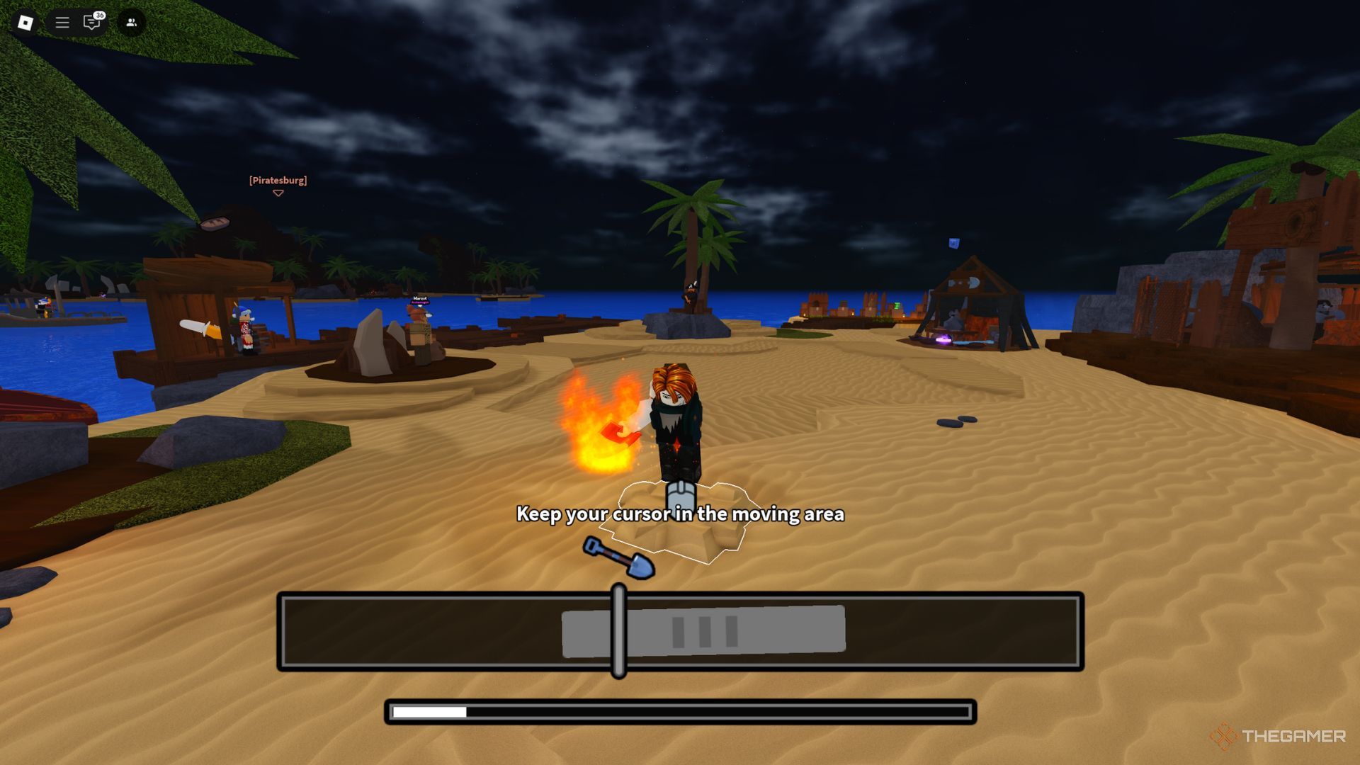 The player character is digging using Meteor Shovel in Nookville in Dig It.