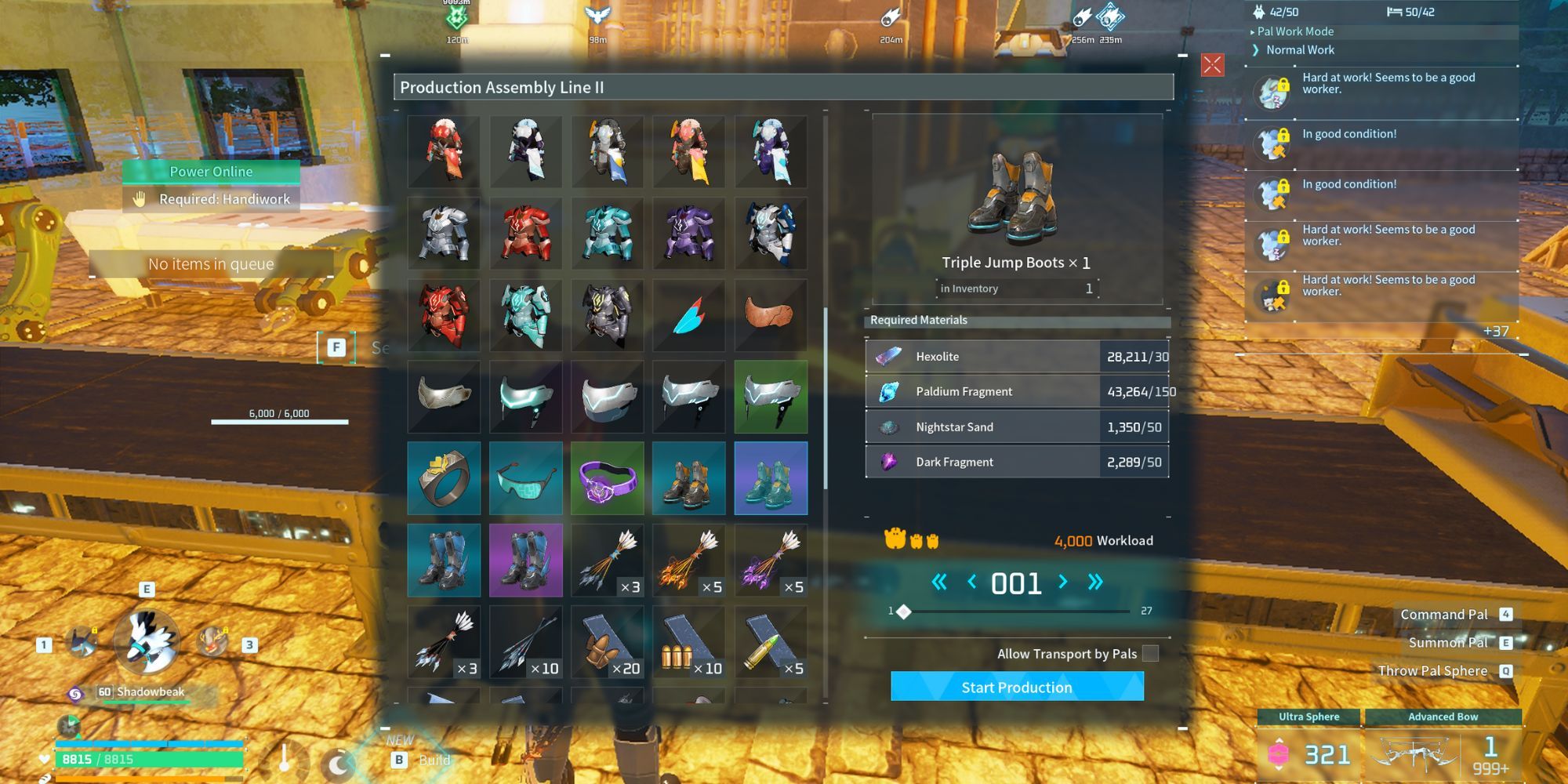 Palworld Triple Jump Boots crafting preview