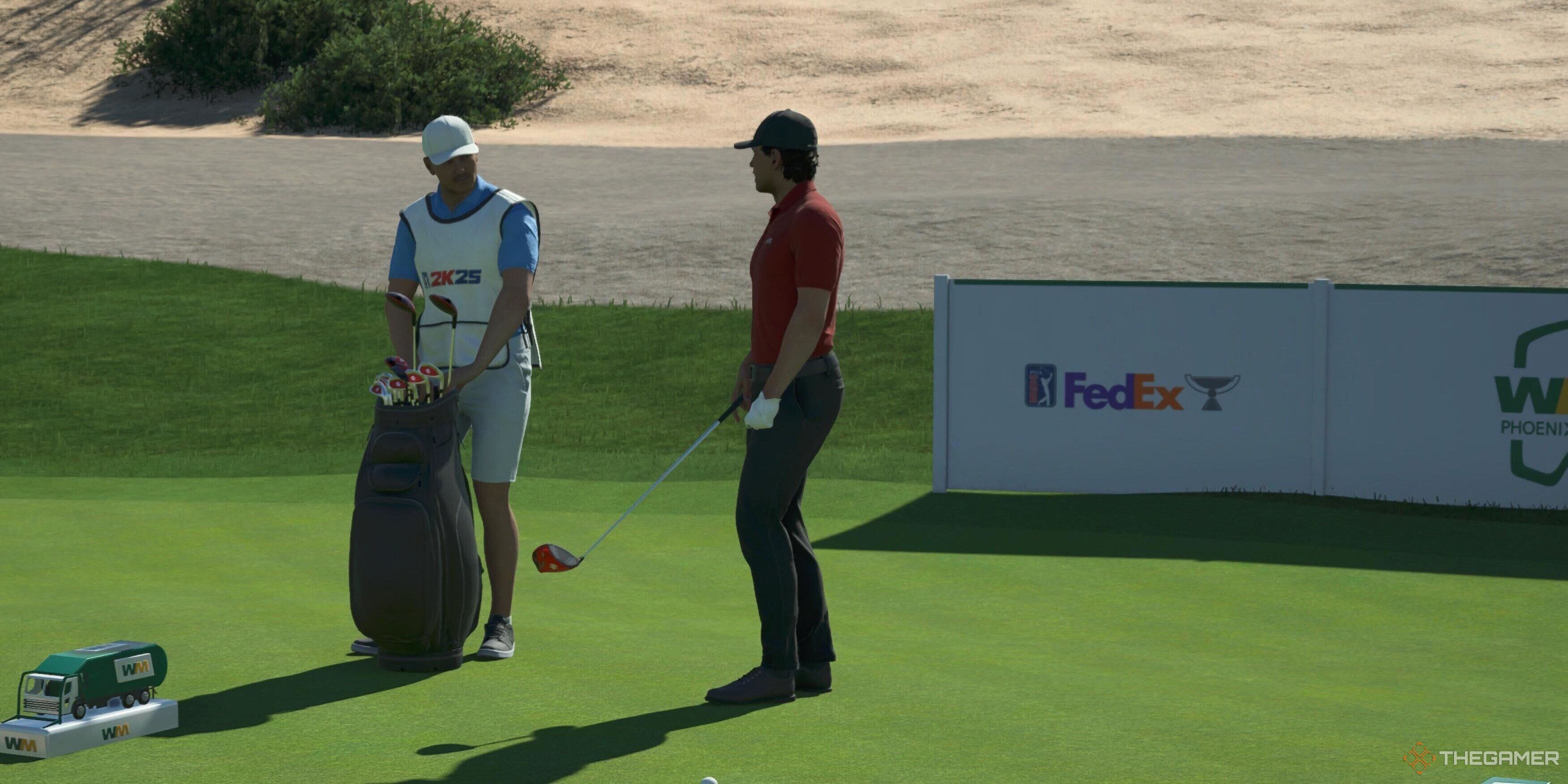 A player teeing off in PGA Tour 2K25.