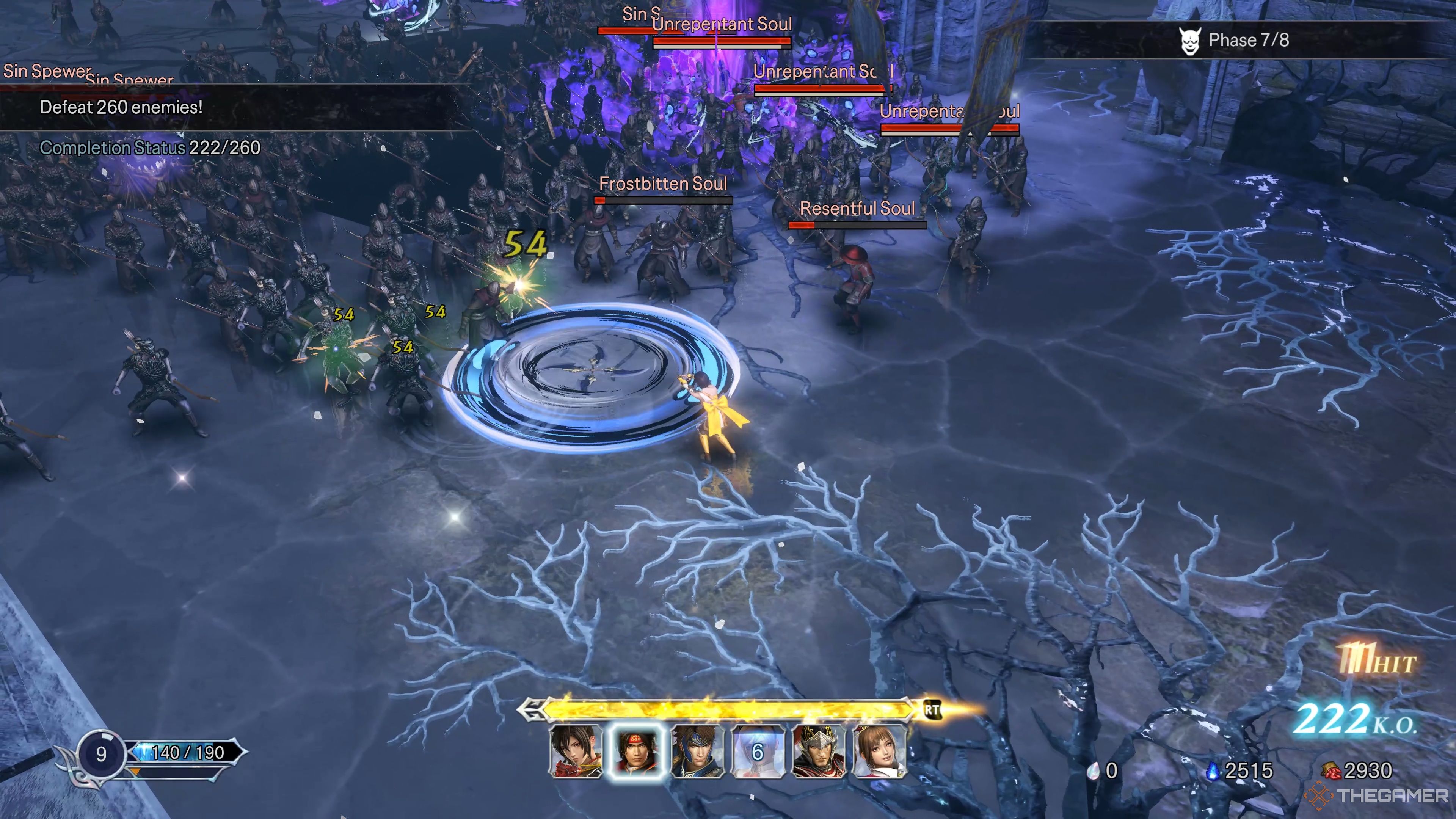 Nene using her Standard Charge Attack to eliminate a hoard of enemies in front of her in Warriors: Abyss.