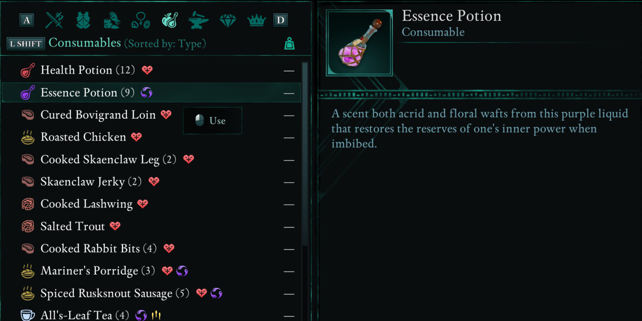 Avowed Restore Essence Increase Max Essence Potion