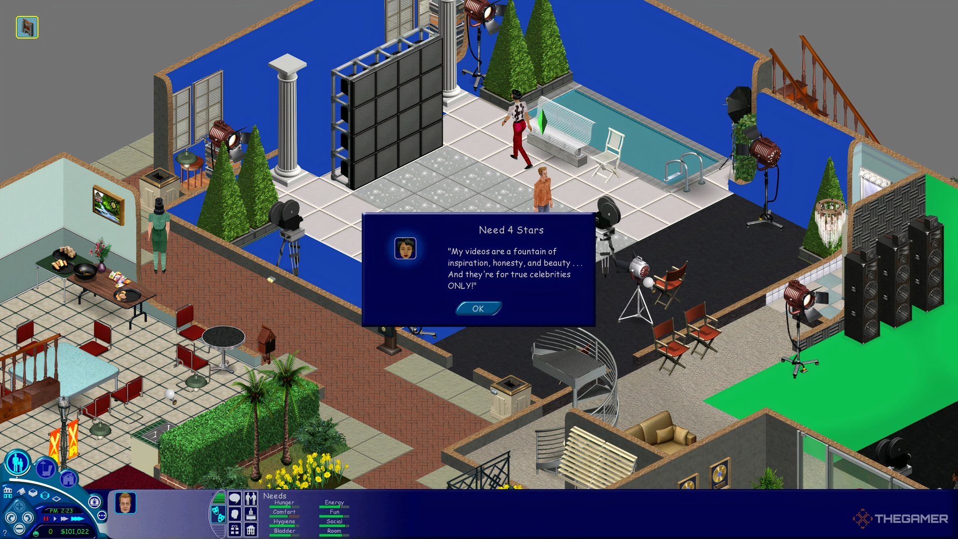 A pop-up window in The Sims explaining that Johnny Zest isn't famous enough for a music video.