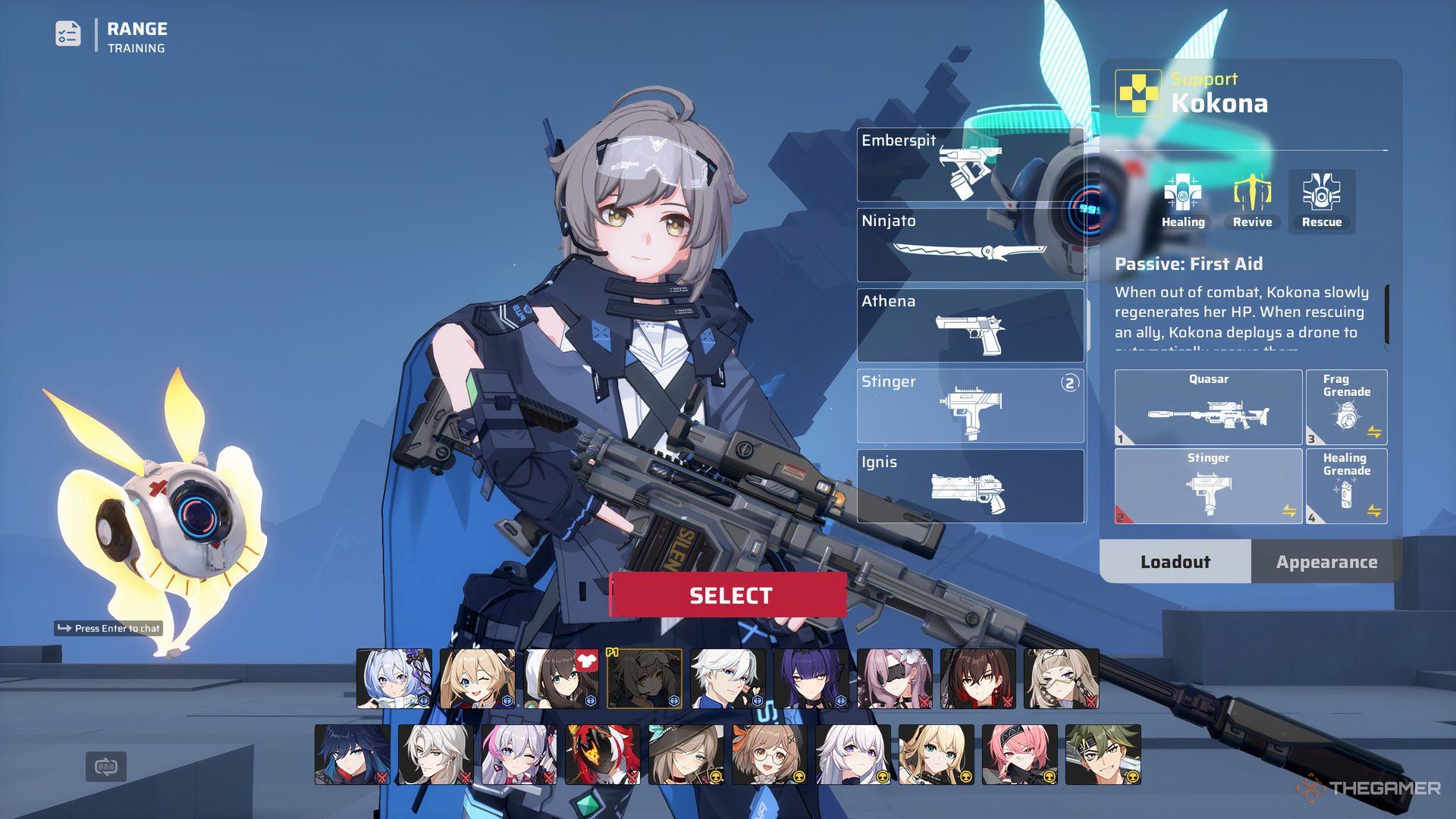 Kokona in Strinova's Agent select menu.