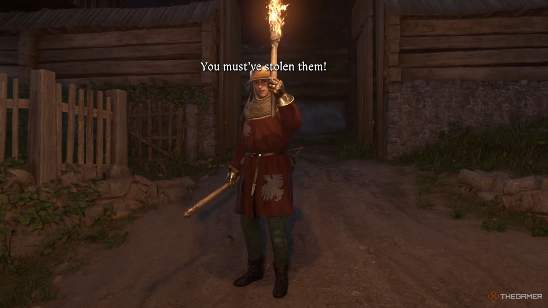 A KCD2 guard saying "You must've stolen them!"