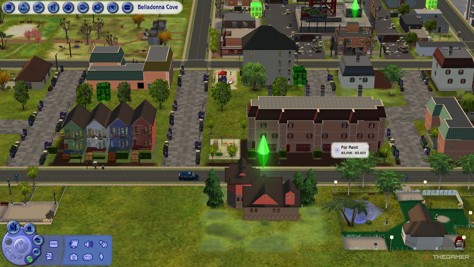 An apartment for rent is shown in The Sims 2.