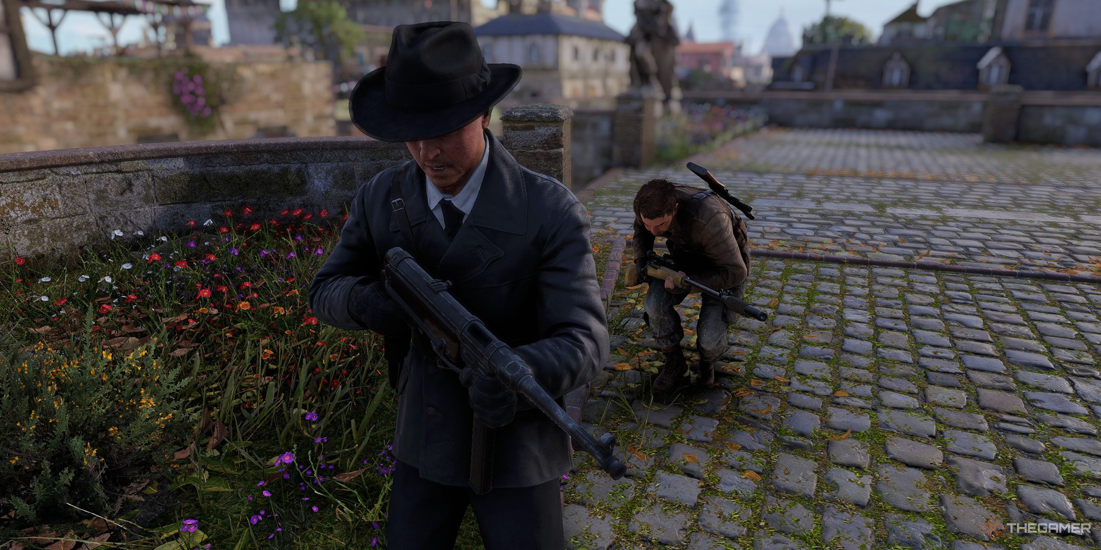 Sneaking up on a nazi in Sniper Elite: Resistance.