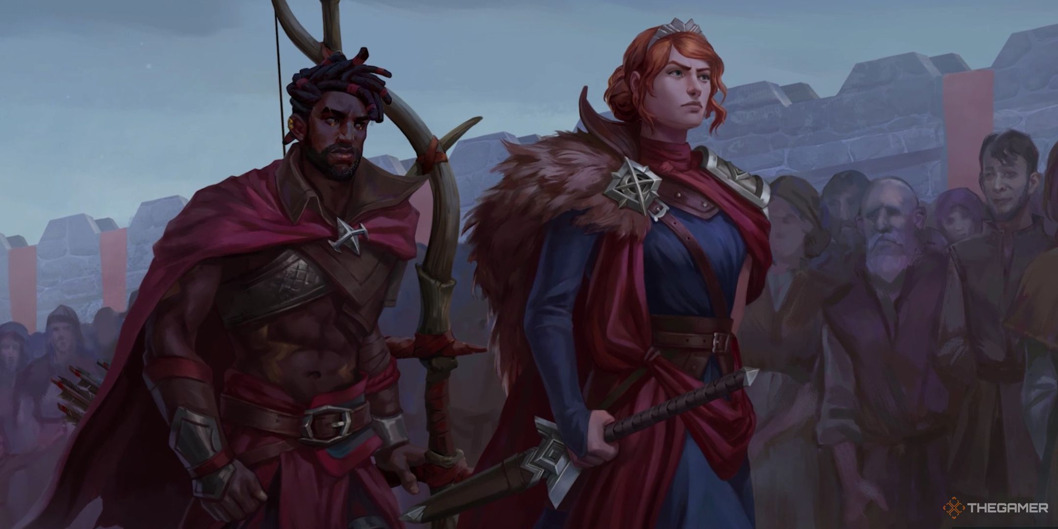 Aelis and Cyrus during a cutscene in Age of Darkness: Final Stand.