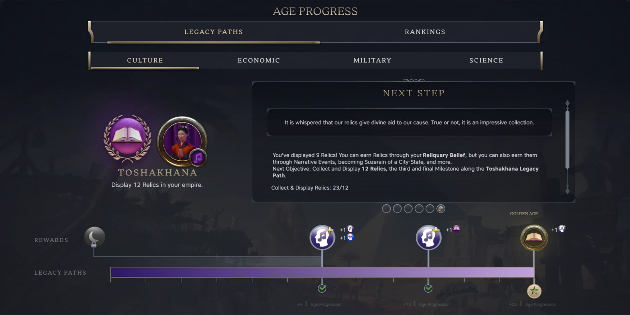 Civ 7 Age Progress screen showing the Culture Legacy Path in the Exploration Age