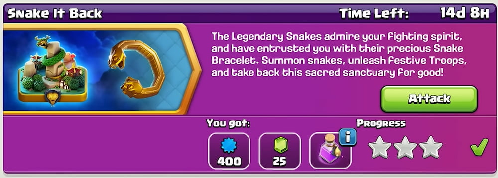 CoC Snake it Back Challenge rewards