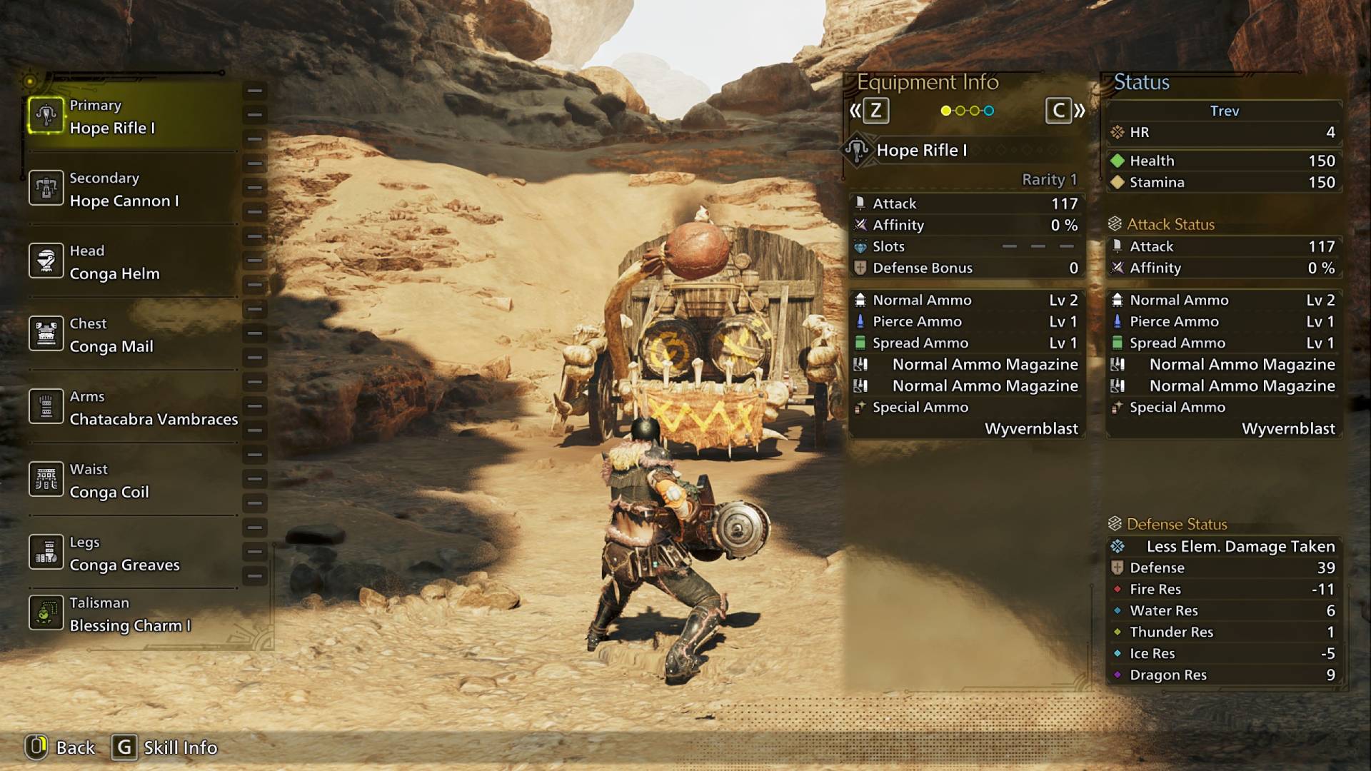 Inspecting the Light Bowgun in Monster Hunter Wilds to see what ammo types are available.