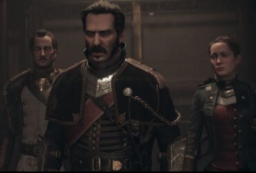 The Order: 1886 screenshot of Galahad standing with Igraine and Lafayette