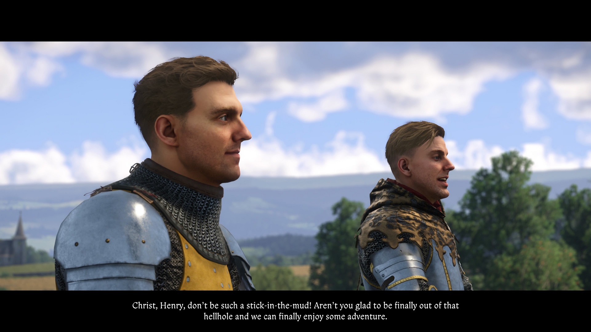 Kingdom Come Deliverance 2 screenshot of Henry and Hans talking on horseback