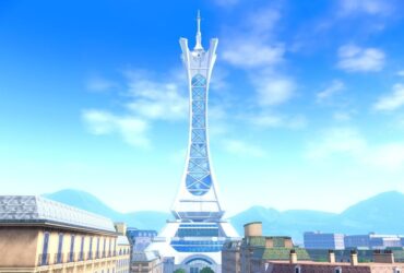 prisim tower standing tall and proud in the center of lumiose city