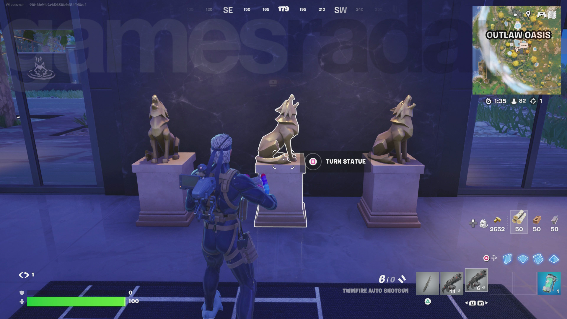 Opening the Fortnite Outlaw Oasis Vault by turning statues