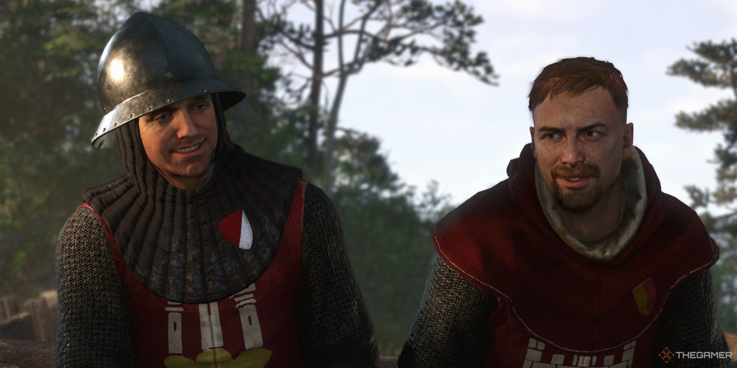 In-game cutscene featuring Henry And Crow smiling.