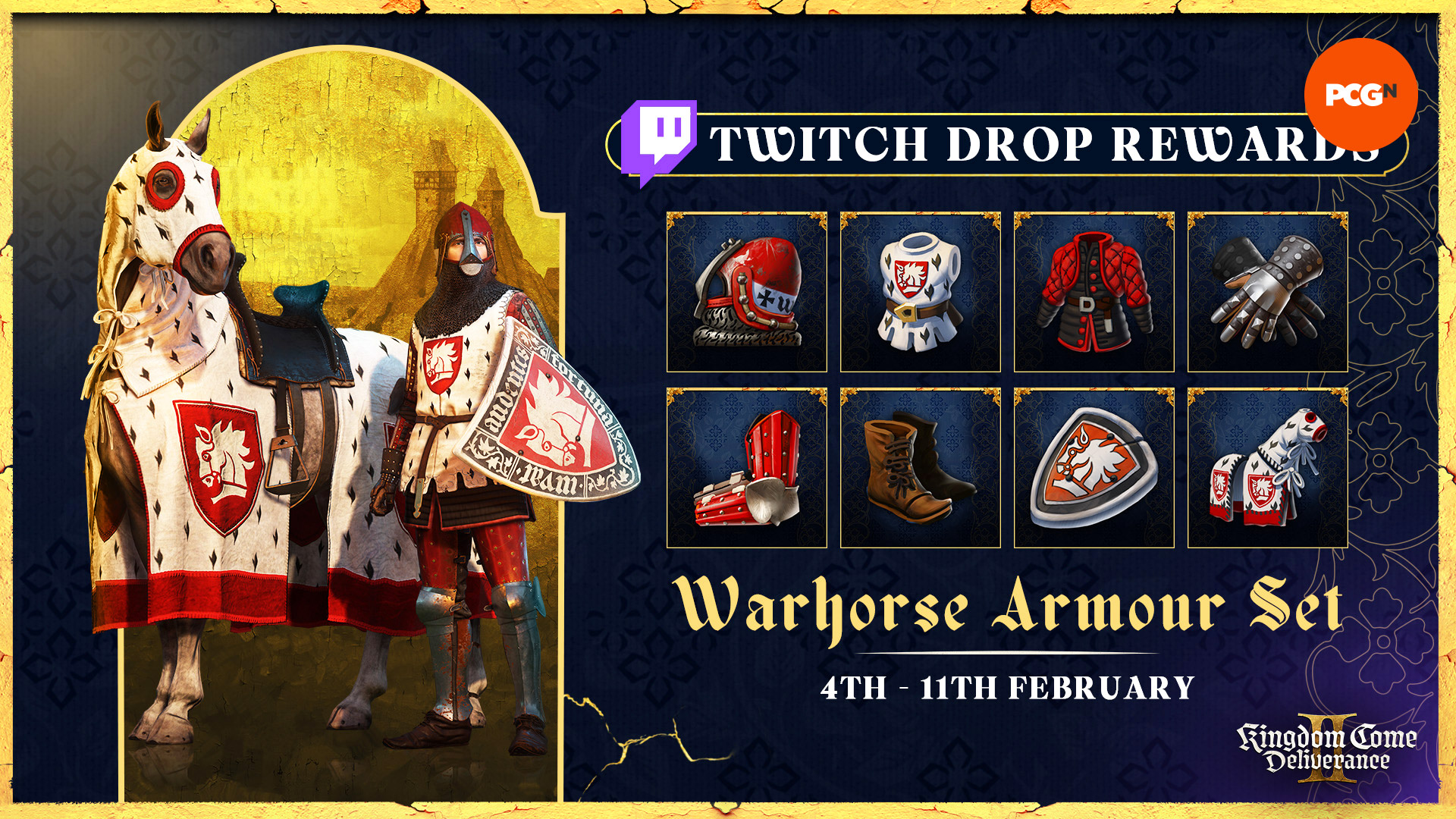 Kingdom Come Deliverance 2 Twitch drops: Warhorse Armour set