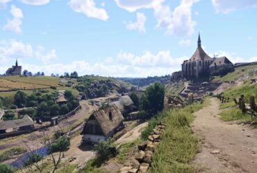 The countryside with churches and small houses in Kingdom Come: Deliverance 2