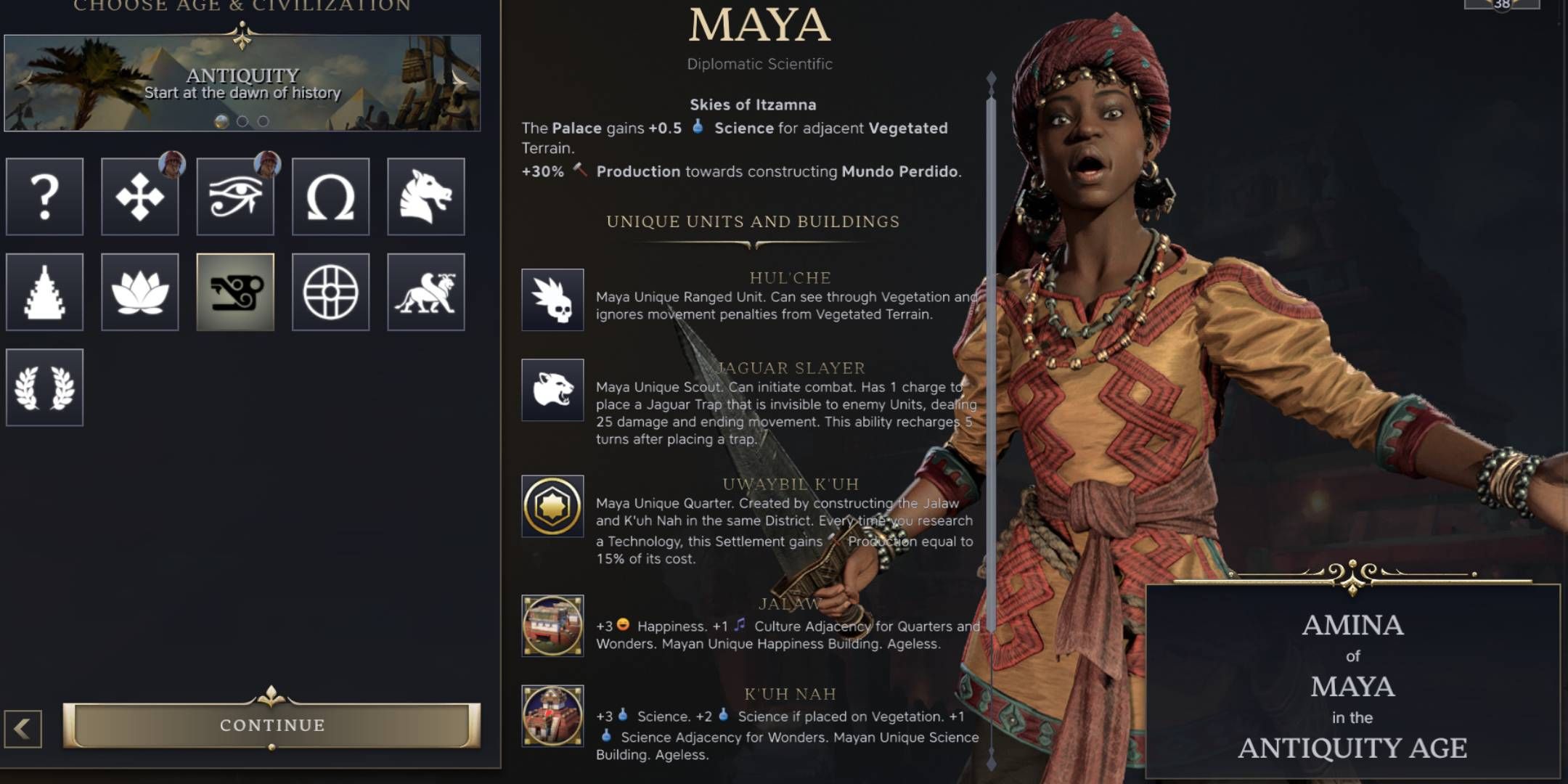 Amina Leader As The Maya, Antiquity