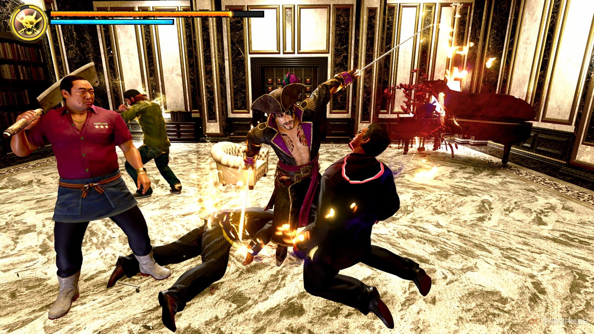 Majima slicing in Sea Dog style in Like a Dragon Pirate Yakuza in Hawaii.