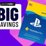 Image of 12 months of PS Plus Premium with a purple GamesRadar background.