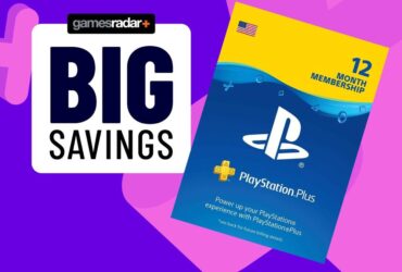 Image of 12 months of PS Plus Premium with a purple GamesRadar background.