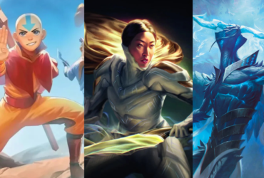 Aang from MTG Avatar The Last Airbender, Cosmogrand Zenith from MTG Edge of Eternities, and Ugin from MTG Tarkir: Dragonstorm