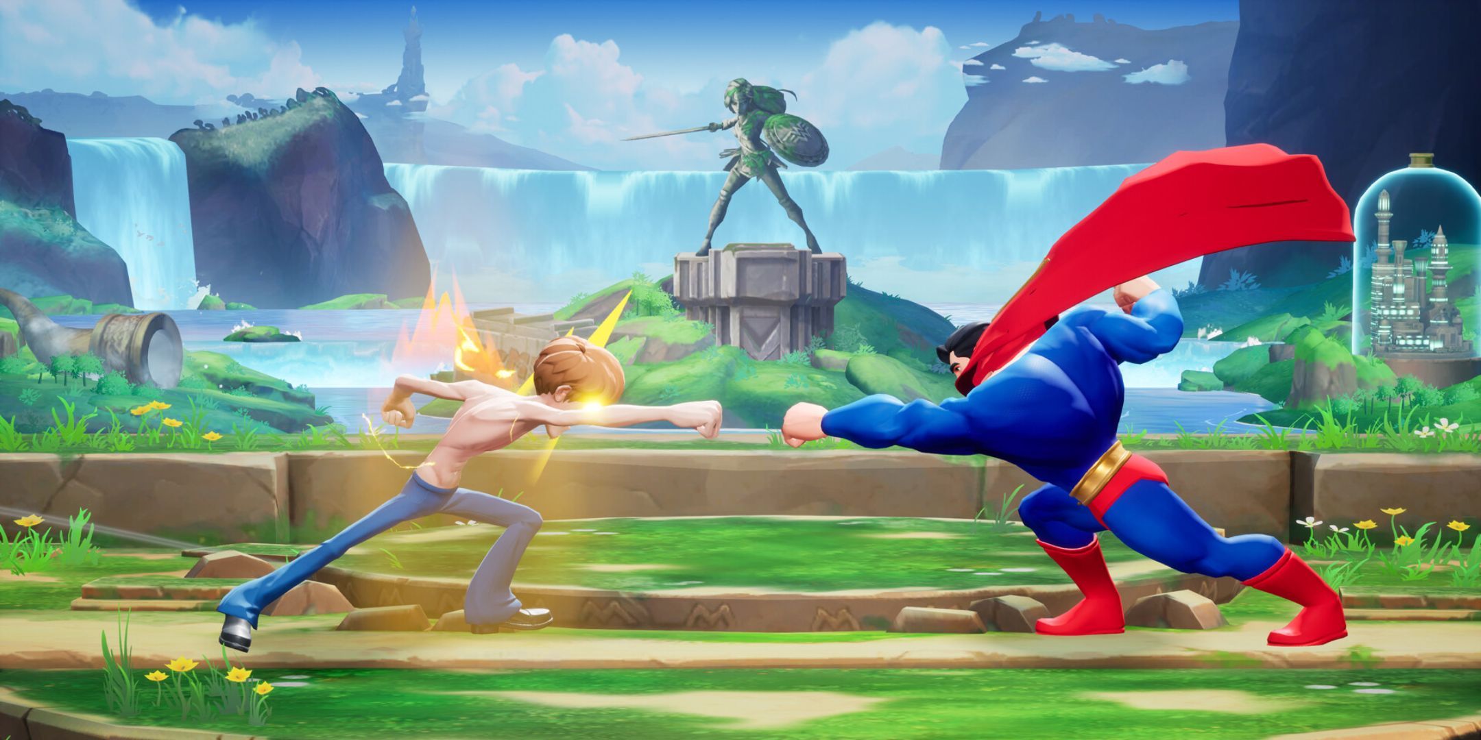 Shaggy punching Superman in MultiVersus.