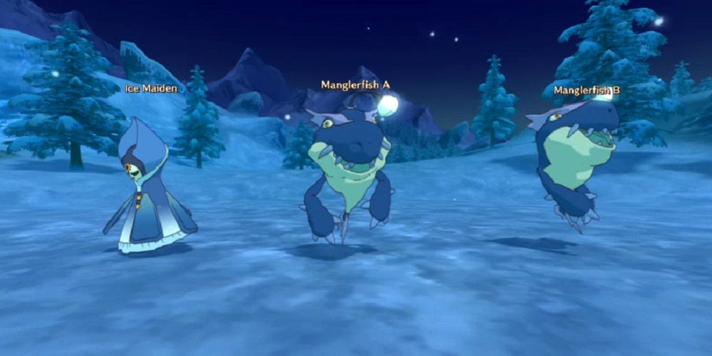 Ni No Kuni: the Ice Maiden in battle.