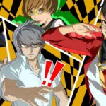 Persona 4 Golden All-Out-Attack cut-in screenshot featuring Kanji, Yu, Chie, and Yukiko.