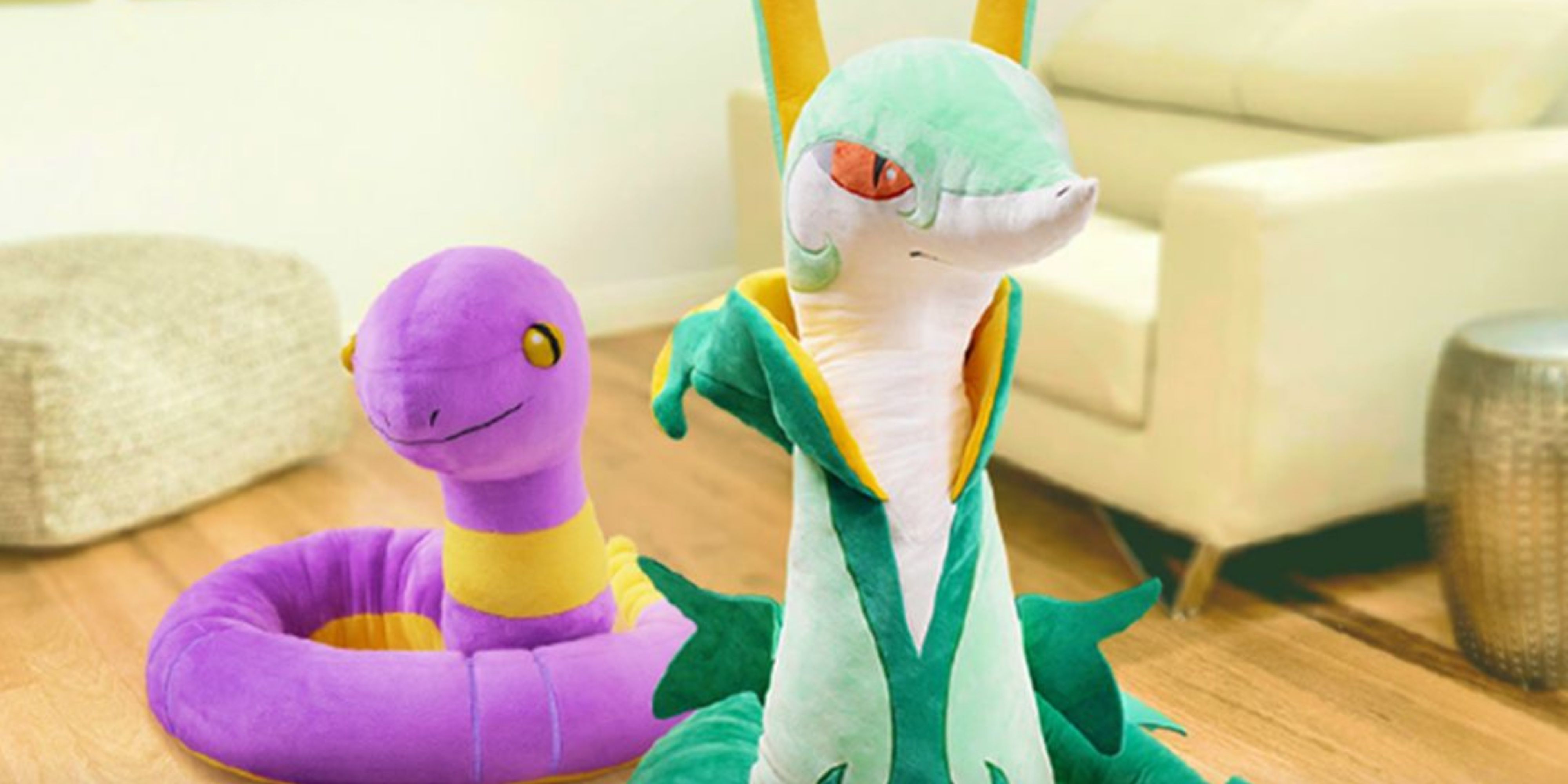 serperior and ekans life size pokemon plushes.