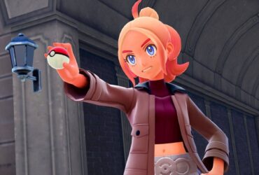 Pokemon Legends: Z-A screenshot showing Taunie, a girl with blonde and pink hair, holding a Poke Ball.