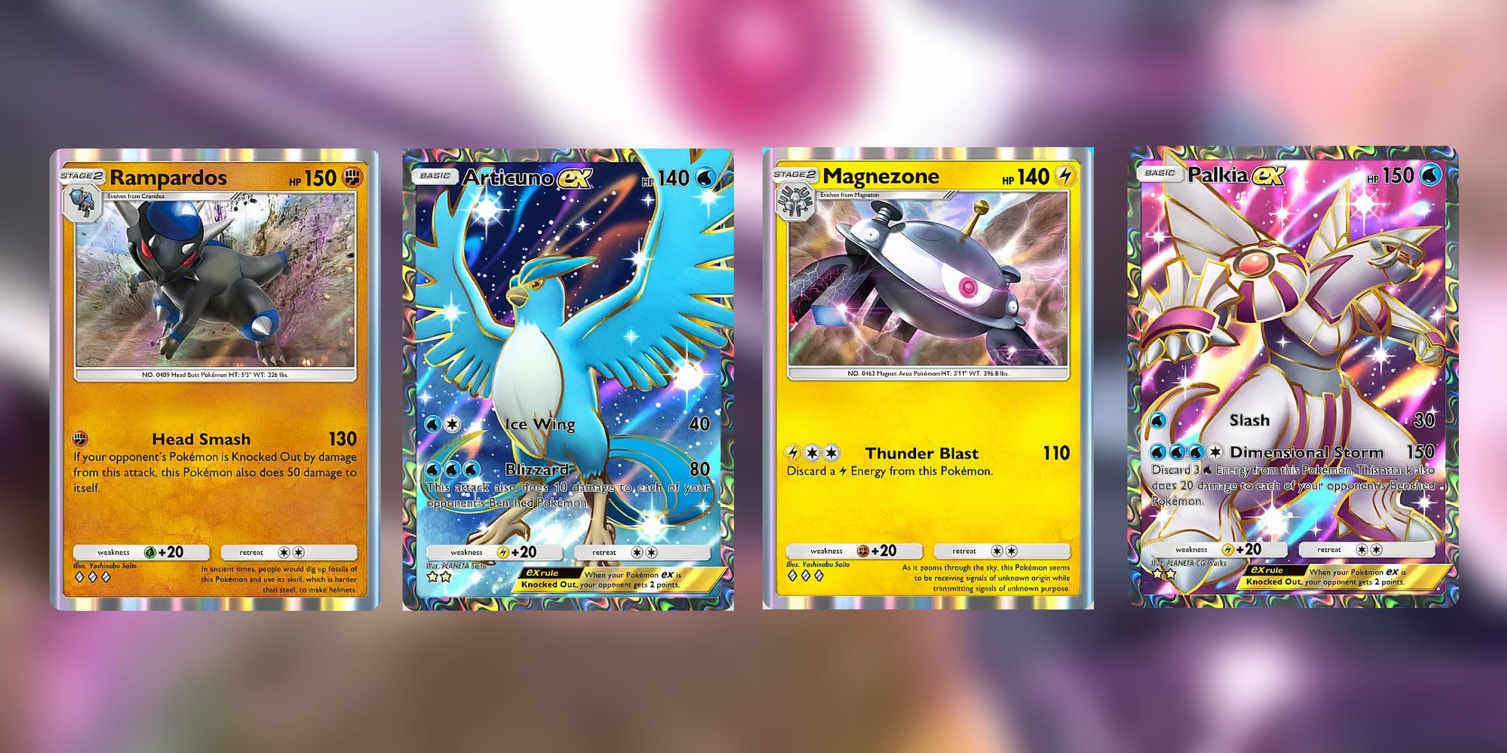 Rampardos, Articuno, Magnezone and Palkia in pokemon tcg pocket.