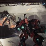 A hangar door opens, throwing two mechs into close-quarters battle in Mecha Break