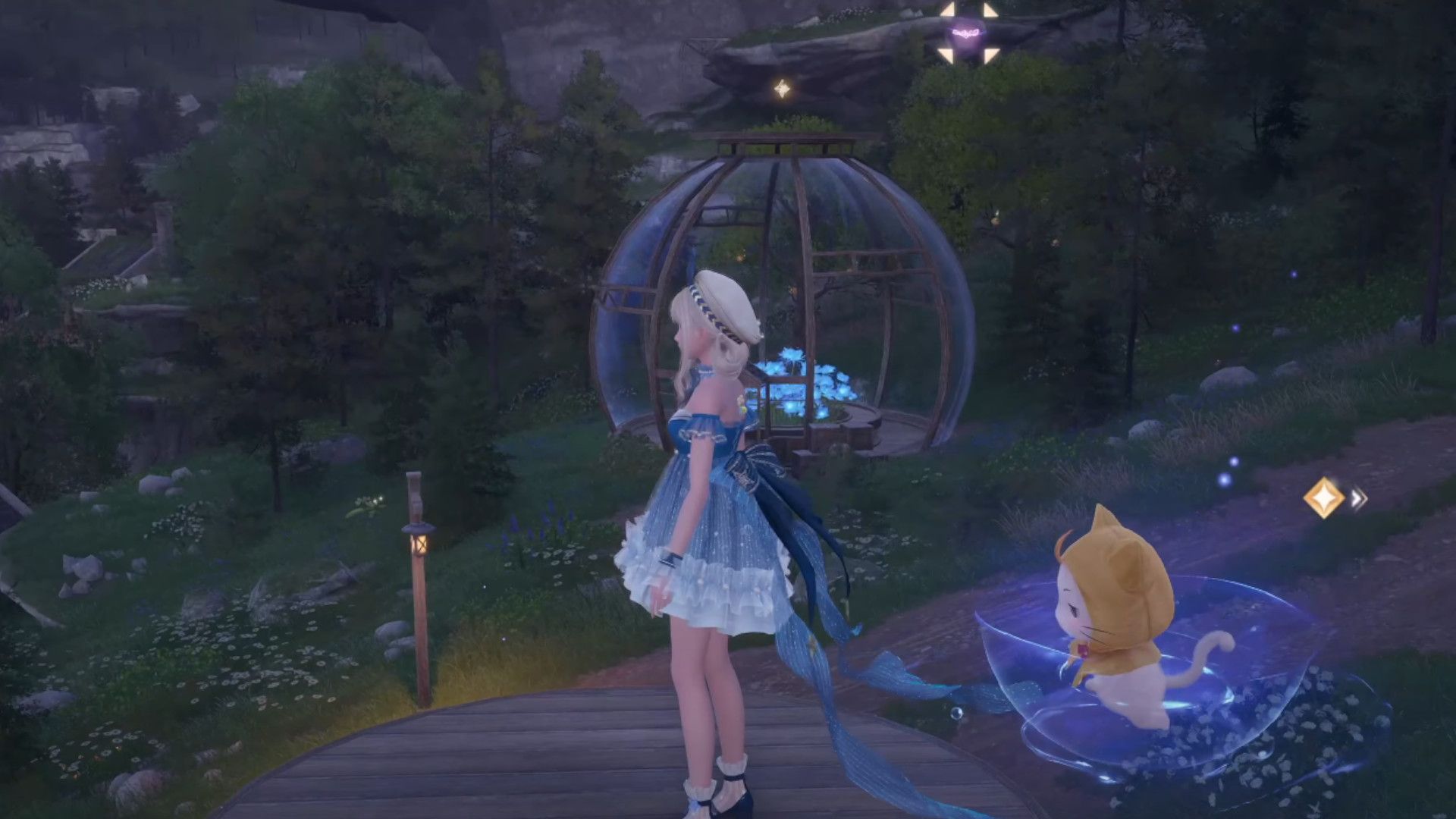 Infinity Nikki image showing Nikki waiting for the Butterfly Whimstar.