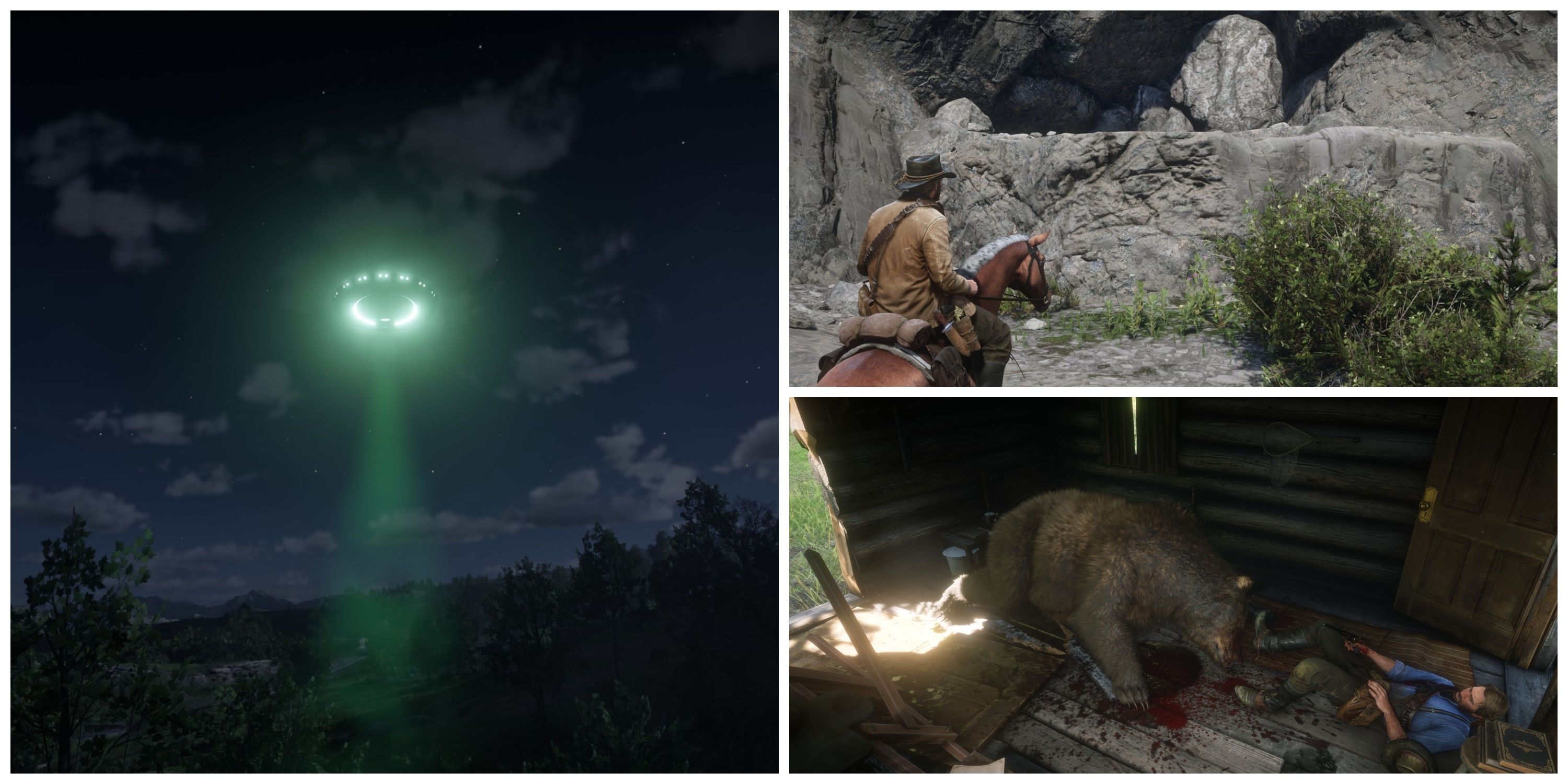 ufo, arthur morgan and the giant, arthur vs a bear