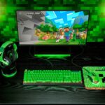 Razer Minecraft Collection accessories set up in a game-themed PC setup